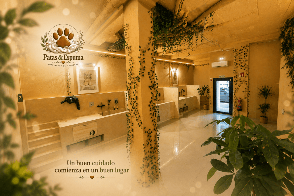 Instalaciones de Patas & Espuma, autolavado de mascotas en el Arrabal de Zaragoza