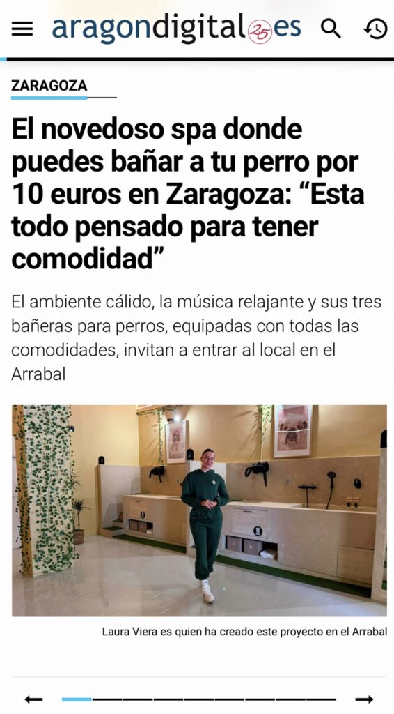 Patas & Espuma, autolavado de mascotas en Zaragoza, en Aragón Digital.